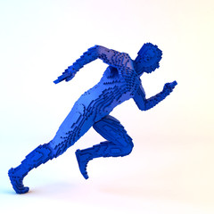 Running voxel man on a white background - 188118854