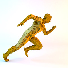 Running voxel man on a white background - 188118894