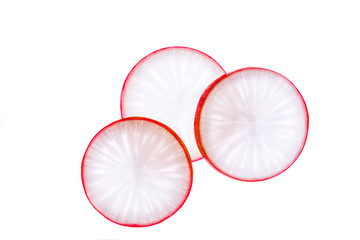 Radish slices isolated on white