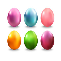 Set of colorful Easter eggs isolated on white background. Paschal eggs different colors. Vector illustration.