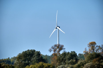 wind mill turbine with blue sky landscape