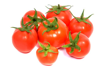 red tomatoes isolated on white background
