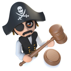 Obraz premium 3d Funny cartoon pirate captain holding an auction