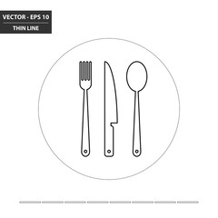 Fork, knife and spoon thin line flat icon. Vector Illustration.