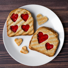 Grilled toast with raspberry jam