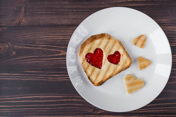 Grilled toast with raspberry jam