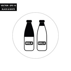 Milk bottle black and white flat icon. Vector Illustration.