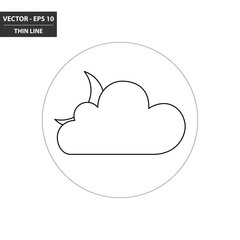 Weather - moon and cloud thin line flat icon. Vector Illustration.