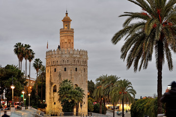 Fototapeta na wymiar The Gold Tower (La Torre del Oro) Sevilla, Spain