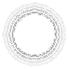 Halftone dotted background circularly distributed. Halftone effect vector pattern. Circle dots isolated on the white background.