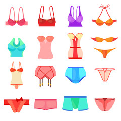 Underwear icons set color, cartoon style