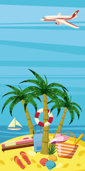 Sea rest banner vertical concept, cartoon style