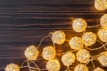 Glowing Christmas garlands round balls