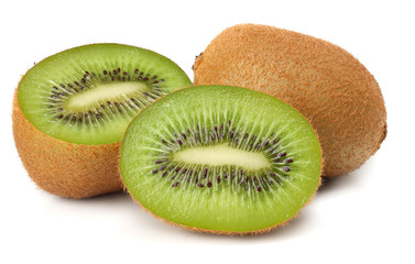 Slices kiwi fruit isolated on white background