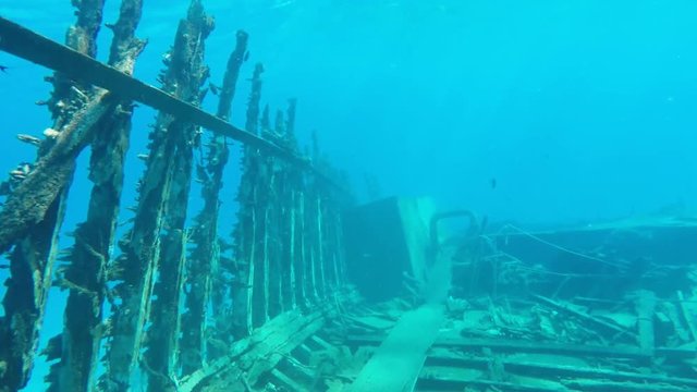 Old wrecked ship sunken in the Red Sea