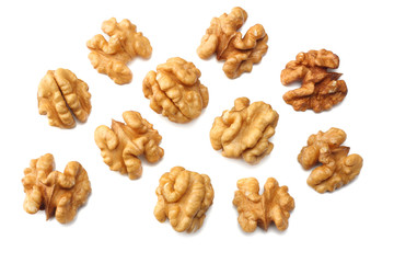 Walnuts isolated on white background top view