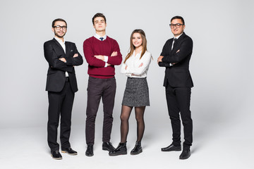 Group of smiling business people isolated over white background