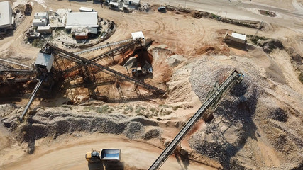 Large Quarry during work hours - Aerial image