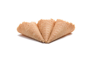 waffle cone isolted on the white. waffle for ice cream