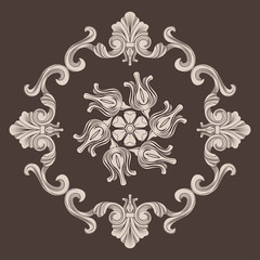 Vintage baroque frame border leaf scroll floral ornament engraving retro flower pattern antique style swirl decorative design element