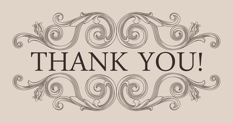 Vintage baroque frame border leaf scroll floral ornament engraving retro flower pattern antique style swirl decorative design element