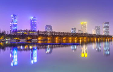 Fototapeta na wymiar Cityscape of Nanjing. Xuanwu Lake Park, Located in Nanjing, Jiangsu, China.