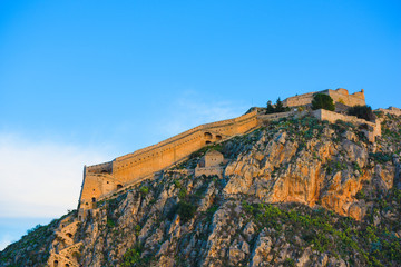 Fototapeta na wymiar Fortress of Palamidi, a Venetian fort looking over Nafplio town, Peloponnese, Greece.