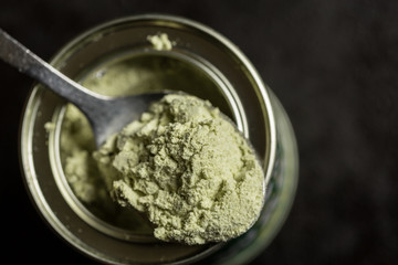 wasabi powder on a spoon