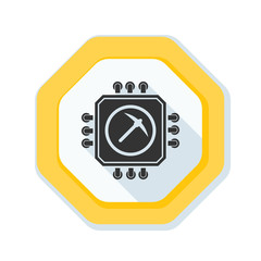 Processor Minig hazard sign illustration