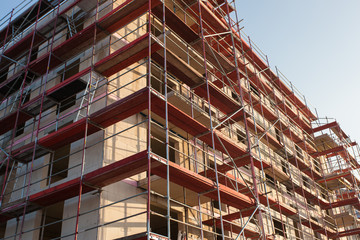 Construction Site for Apartment Building with Scaffolding