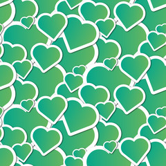 Green hearts seamless pattern 