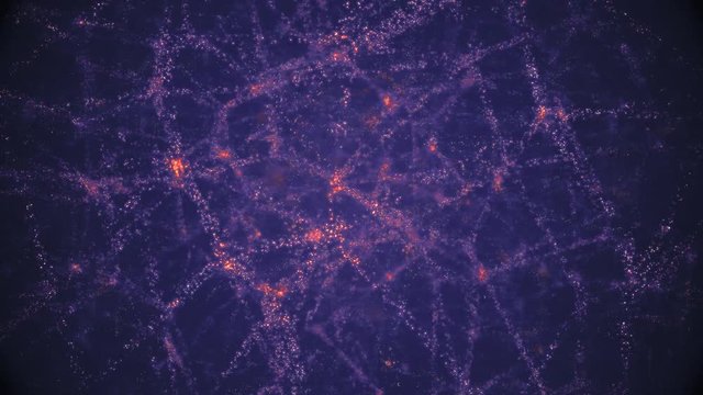 Large scale structure of the universe caused by dark matter. 3D rendered looping animation.