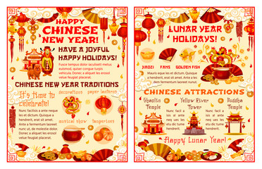 Chinese New Year traditions vector brochure