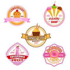 Sweet dessets vector icons for candy shop