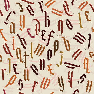 Gothic alphabet lowercase calligraphic letters. Vector