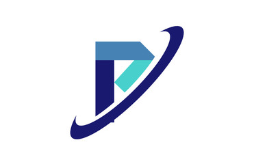 P Ellipse Swoosh Ribbon Letter Company Logo