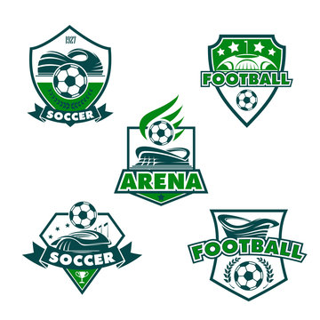 Vector football club icons of soccer balls