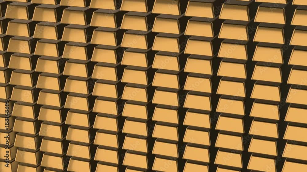 Poster the camera slides on the gold bars. business background. seamless loop.