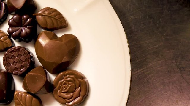 Chocolate on plate shot from above