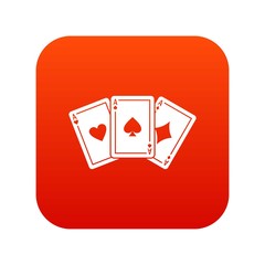 Three aces playing cards icon digital red