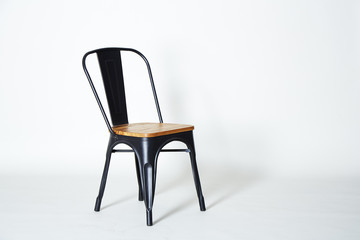 Steel chair with light wood