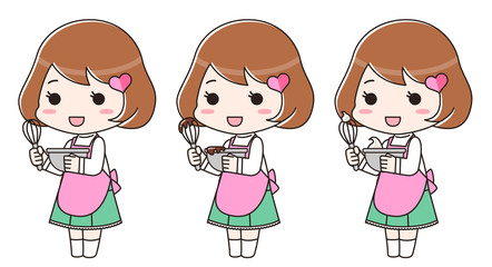 お菓子作りをしている女性　セット