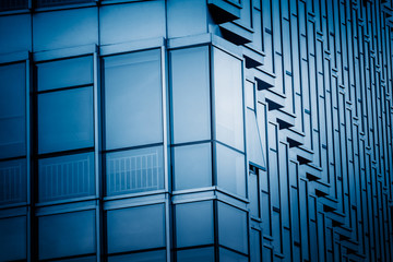 Close-Up of Modern Office Buildings in city of China.