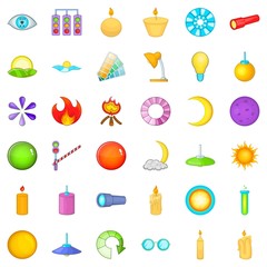 Moon icons set, cartoon style