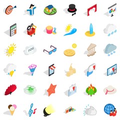 Sun icons set, isometric style