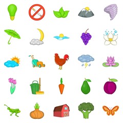 Improvement of ecology icons set, cartoon style