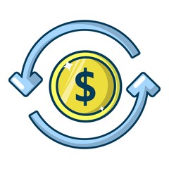 Circulation money icon, cartoon style