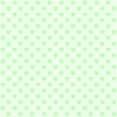 Green checkered pattern with hearts. Seamless vector background