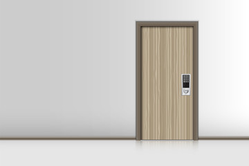 Realistic single door and interiors decorative., Indoor concept