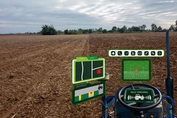 iot smart industry robot 4.0 agriculture concept,industrial agronomist,farmer using autonomous...